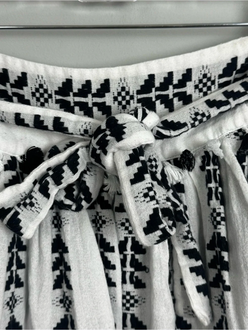 DODO BAR OR | Ariana Woven Tassel Belted Mini Skirt Black & White Women’s Size L